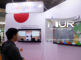 Visitors are visiting the Google booth at 2024WAIC in Shanghai, China, on July 7, 2024. According to the Wall Street Journal, on July 15, 20...