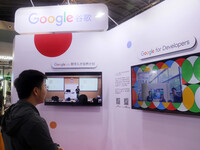 Visitors are visiting the Google booth at 2024WAIC in Shanghai, China, on July 7, 2024. According to the Wall Street Journal, on July 15, 20...