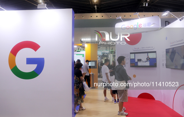 Visitors are visiting the Google booth at 2024WAIC in Shanghai, China, on July 7, 2024. According to the Wall Street Journal, on July 15, 20...