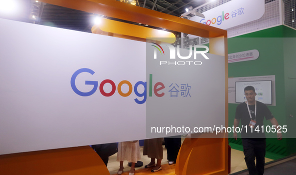 Visitors are visiting the Google booth at 2024WAIC in Shanghai, China, on July 7, 2024. According to the Wall Street Journal, on July 15, 20...