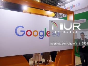 Visitors are visiting the Google booth at 2024WAIC in Shanghai, China, on July 7, 2024. According to the Wall Street Journal, on July 15, 20...