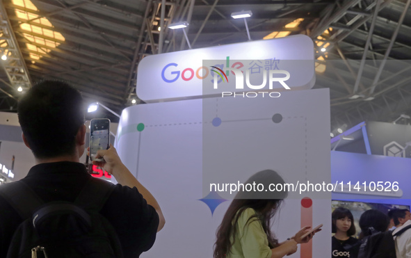 Visitors are visiting the Google booth at 2024WAIC in Shanghai, China, on July 7, 2024. According to the Wall Street Journal, on July 15, 20...