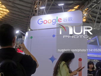 Visitors are visiting the Google booth at 2024WAIC in Shanghai, China, on July 7, 2024. According to the Wall Street Journal, on July 15, 20...