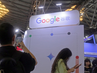 Visitors are visiting the Google booth at 2024WAIC in Shanghai, China, on July 7, 2024. According to the Wall Street Journal, on July 15, 20...