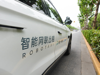 A general view is showing Luobo Kuai Pao, the Baidu Robotaxi, launching test runs in the Jiading area of Shanghai, China, on July 15, 2024....