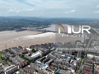 The Gezhouba Dam Water Conservancy Key project of the Yangtze River is opening to release floodwater in Yichang, Hubei province, China, on J...