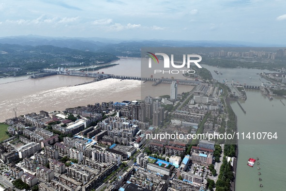 The Gezhouba Dam Water Conservancy Key project of the Yangtze River is opening to release floodwater in Yichang, Hubei province, China, on J...