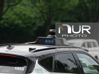 A general view is showing Luobo Kuai Pao, the Baidu Robotaxi, launching test runs in the Jiading area of Shanghai, China, on July 15, 2024....