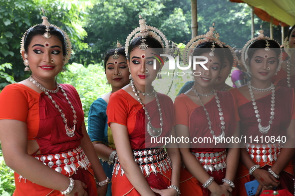 Artists are waiting to perform on the last day of the week-long celebration of Rath Yatra, or chariot procession, in Kolkata, India, on July...