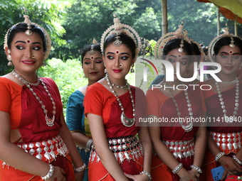 Artists are waiting to perform on the last day of the week-long celebration of Rath Yatra, or chariot procession, in Kolkata, India, on July...