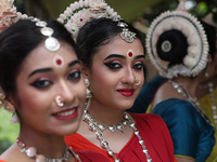 Artists are waiting to perform on the last day of the week-long celebration of Rath Yatra, or chariot procession, in Kolkata, India, on July...