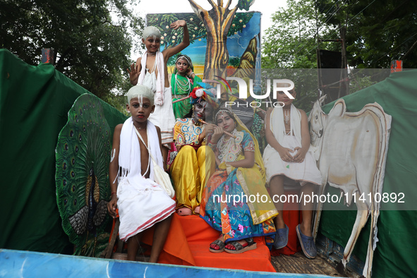 Artists are dressing as Hindu God and Goddess as they are performing on the last day of the week-long celebration of Lord Jagannath's ''Rath...