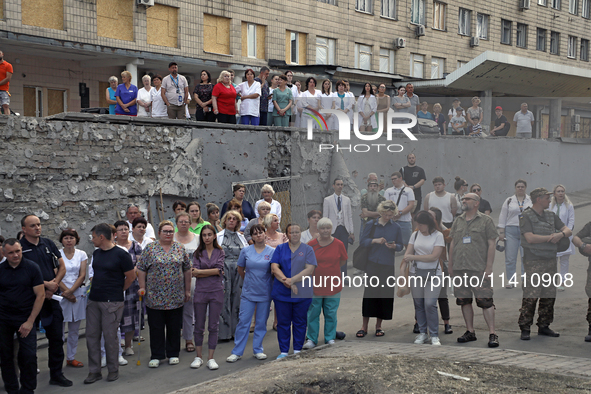 Health professionals are attending the requiem for the victims of the Russian missile attack on the Ohmatdyt National Specialized Children's...