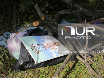 Items are being found under the rubble at the Ohmatdyt National Specialized Children's Hospital, damaged by the Russian missile attack on Ju...