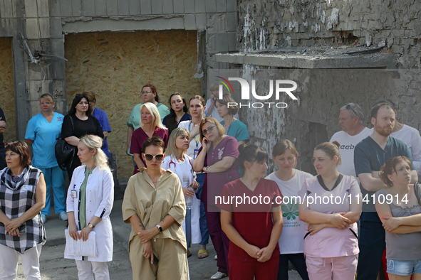 Health professionals are attending the requiem for the victims of the Russian missile attack on the Ohmatdyt National Specialized Children's...