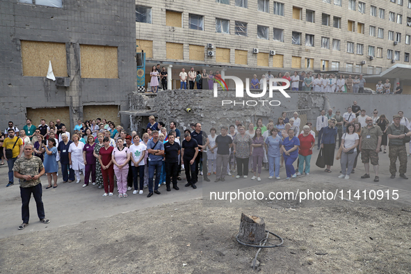 Health professionals are attending the requiem for the victims of the Russian missile attack on the Ohmatdyt National Specialized Children's...