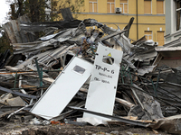 The piles of rubble are lying on the premises of the Ohmatdyt National Specialized Children's Hospital, damaged by the Russian missile attac...