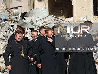 Priests are attending the requiem for the victims of the Russian missile attack on the Ohmatdyt National Specialized Children's Hospital in...