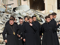 Priests are attending the requiem for the victims of the Russian missile attack on the Ohmatdyt National Specialized Children's Hospital in...