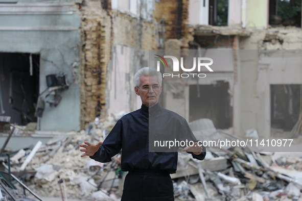 Herman Makarenko, conductor of the Kyiv Classic Orchestra, is attending the requiem for the victims of the Russian missile attack on the Ohm...