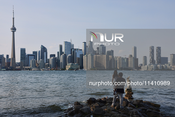 The skyline of the city of Toronto is being seen from Centre Island in Toronto, Ontario, Canada, on July 13, 2024. 