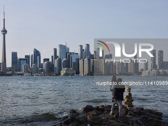 The skyline of the city of Toronto is being seen from Centre Island in Toronto, Ontario, Canada, on July 13, 2024. (