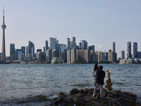 The skyline of the city of Toronto is being seen from Centre Island in Toronto, Ontario, Canada, on July 13, 2024. (