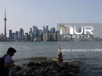 The skyline of the city of Toronto is being seen from Centre Island in Toronto, Ontario, Canada, on July 13, 2024. (