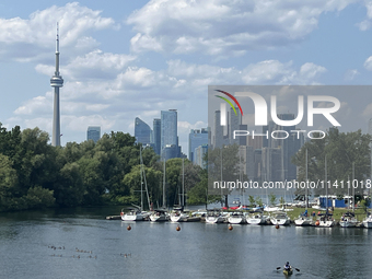 The skyline of the city of Toronto is being seen from Centre Island in Toronto, Ontario, Canada, on July 13, 2024. (