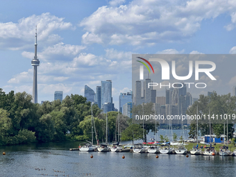 The skyline of the city of Toronto is being seen from Centre Island in Toronto, Ontario, Canada, on July 13, 2024. (