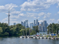 The skyline of the city of Toronto is being seen from Centre Island in Toronto, Ontario, Canada, on July 13, 2024. (