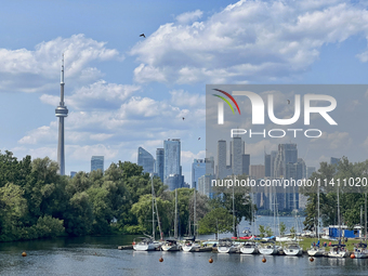 The skyline of the city of Toronto is being seen from Centre Island in Toronto, Ontario, Canada, on July 13, 2024. (