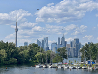 The skyline of the city of Toronto is being seen from Centre Island in Toronto, Ontario, Canada, on July 13, 2024. (