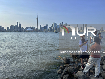 The skyline of the city of Toronto is being seen from Centre Island in Toronto, Ontario, Canada, on July 13, 2024. (