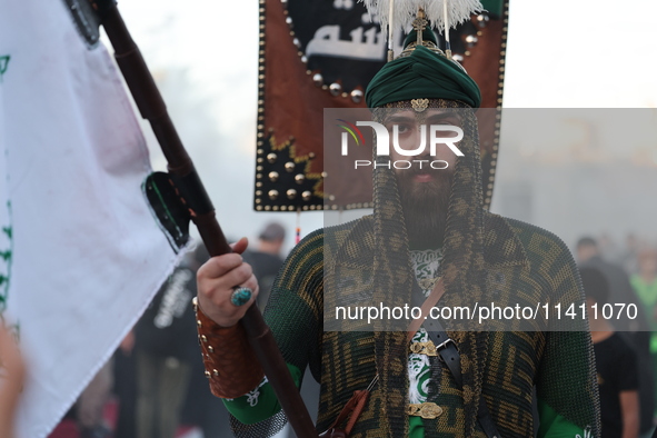 Muslims Pay Their Respects In Karbala, Iraq, on july 15, 2024.  Ashura Is A Period Of Mourning In Remembrance Of The Seventh - Century Marty...