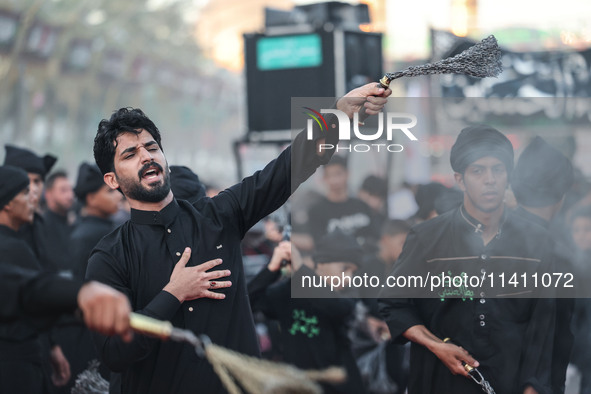 Muslims Pay Their Respects In Karbala, Iraq, on july 15, 2024.  Ashura Is A Period Of Mourning In Remembrance Of The Seventh - Century Marty...