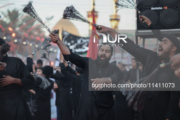 Muslims Pay Their Respects In Karbala, Iraq, on july 15, 2024.  Ashura Is A Period Of Mourning In Remembrance Of The Seventh - Century Marty...