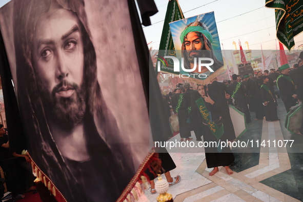 Muslims Pay Their Respects In Karbala, Iraq, on july 15, 2024.  Ashura Is A Period Of Mourning In Remembrance Of The Seventh - Century Marty...