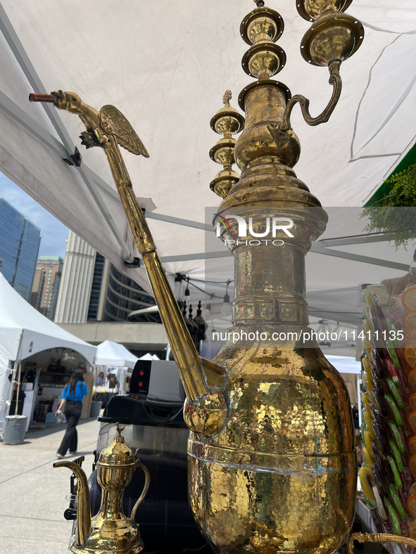 A samovar is being displayed during the Taste of the Middle East Food Festival in Toronto, Ontario, Canada, on July 06, 2024. The festival i...