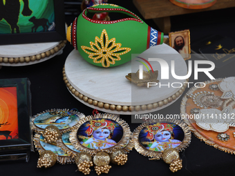 Religious items are being sold during the annual Rath Yatra festival in Toronto, Ontario, Canada, on July 13, 2024. The Rath Yatra festival...