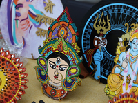 Religious items are being sold during the annual Rath Yatra festival in Toronto, Ontario, Canada, on July 13, 2024. The Rath Yatra festival...