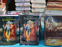 Copies of the Bhagavad Gita are being displayed during the annual Rath Yatra festival in Toronto, Ontario, Canada, on July 13, 2024. The Rat...