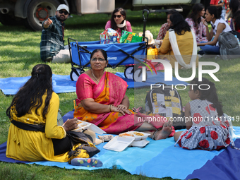 Hindu devotees are picnicking on Centre Island during the annual Rath Yatra festival in Toronto, Ontario, Canada, on July 13, 2024. The Rath...