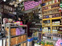 A shop is selling fancy candles in Nainital, Uttarakhand, India, on April 21, 2024. (