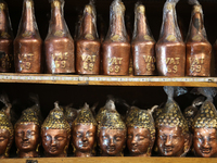 Fancy candles are being displayed at a small shop in Nainital, Uttarakhand, India, on April 21, 2024. (