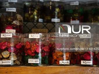 Fancy candles are being displayed at a small shop in Nainital, Uttarakhand, India, on April 21, 2024. (