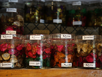 Fancy candles are being displayed at a small shop in Nainital, Uttarakhand, India, on April 21, 2024. (