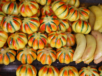 Fancy candles in the shape of fruit are being displayed at a small shop in Nainital, Uttarakhand, India, on April 21, 2024. (