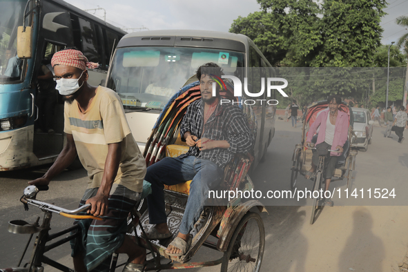 An unidentified student is rushing to the hospital as he is injured during a clash between BCL members and Quota Student Protesters in Dhaka...