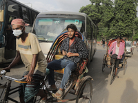 An unidentified student is rushing to the hospital as he is injured during a clash between BCL members and Quota Student Protesters in Dhaka...